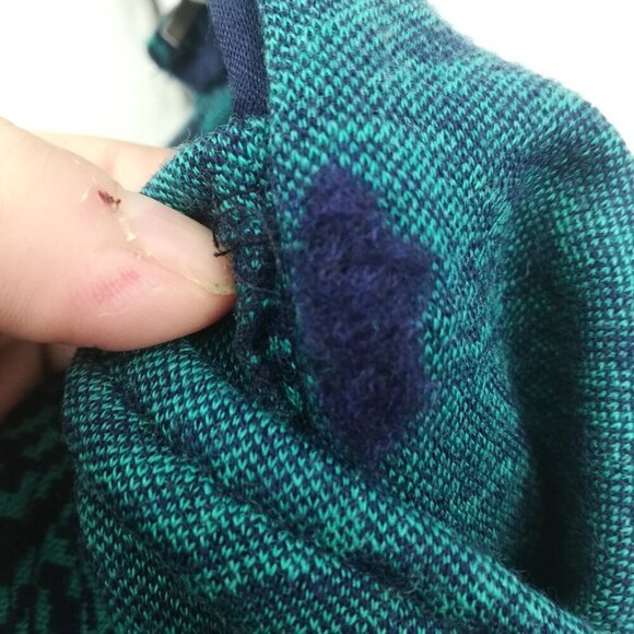 Ibex 100% Merino Wool Zip Up Mock Neck Sweater Size XS Blue Geometric Juliet - Picture 16 of 16